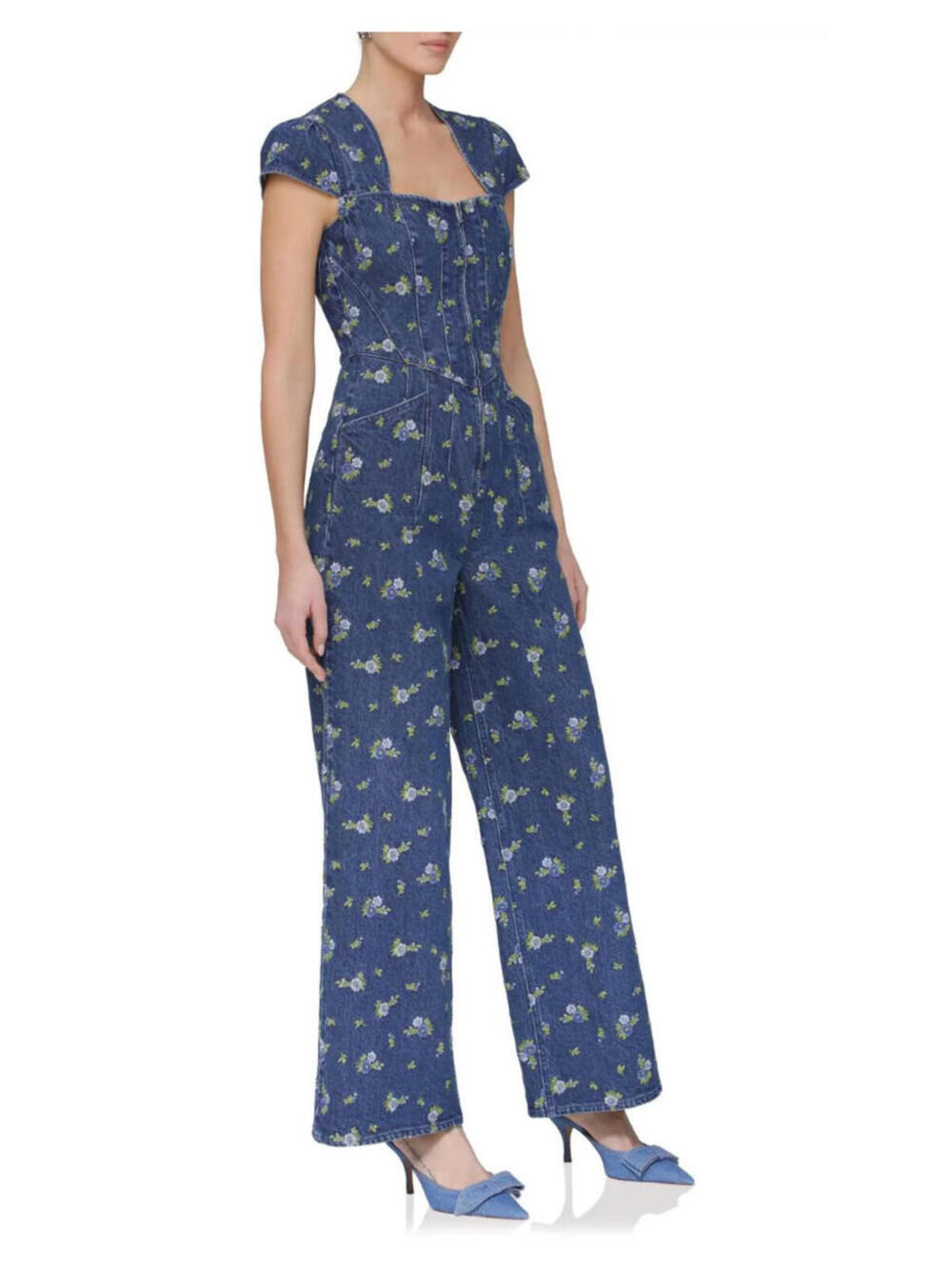 Anthropologie Avec Les Filles sz 6 jean embroidered flowers jumpsuit new tags‎ A